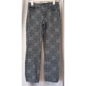 Charter Club Lexington Straight Floral Print Jeans Size 8 Patterned Blue/Green